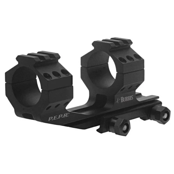 Burris AR-P.E.P.R. Scope Mount, angled view of matte black dual rings with Picatinny tops
