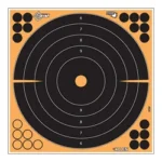 ALLEN EZ AIM 12 INCH BULLSEYE 5PK orange and black square target, front view