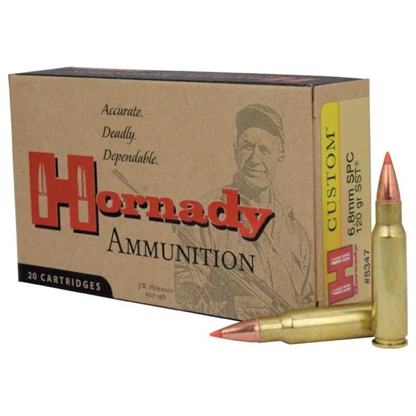 Hornady Mfg Hornady Custom Rifle Ammunition 6.8 SPC 120 gr SST 2460 fps 20/ct