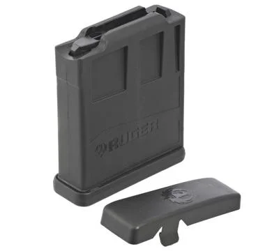 MAG RUGER AI STYLE, black magazine with detached base plate in angled front view