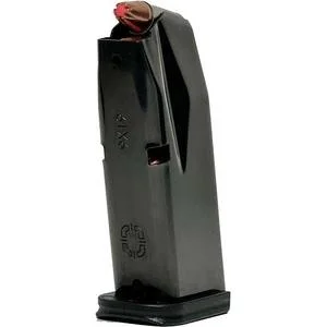primary-47037 Shadow Systems CR920 black magazine in angled front view with red follower and extended baseplate