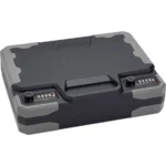 Hornady Treklite Lock Box XXL, gray and black closed case in top three-quarter view with two locks