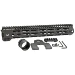 Midwest Industries One Piece Free Floating Handguard, black side view with M-LOK slots and hardware