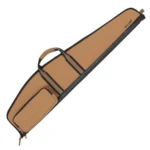ALLEN RANCH CANVAS RIFLE, tan case angled side view with black trim, handle and zippered pockets