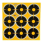 ALLEN EZ AIM 2-inch BULLSEYE 12 SHEETS yellow target sheet with nine black and orange bullseyes