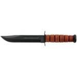 KA-BAR Knives KBAR USMC Fighting/Utility knife, side view with black blade and brown handle