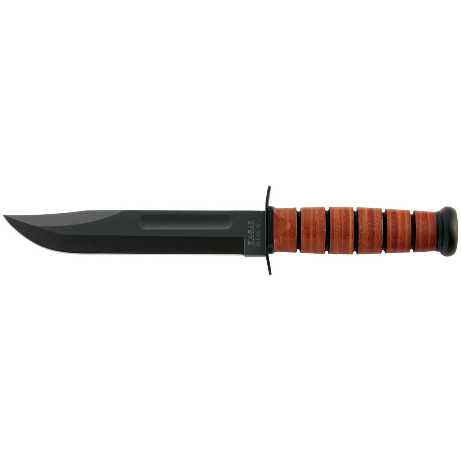 primary-47093 KA-BAR Knives KBAR USMC Fighting/Utility knife, side view with black blade and brown handle