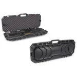 Plano Tactical Series Long Gun Case, black case shown closed and open with foam lining