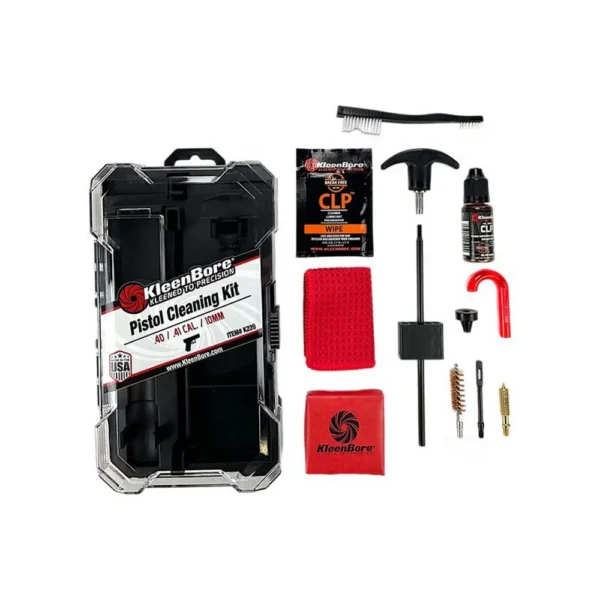 Kleenbore Handgun Cleaning Kit, black case with rods, brushes, patches and cleaner