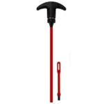 KleenBore SAF-T Clad red rifle rod with black T-handle and red loop adapter, front view