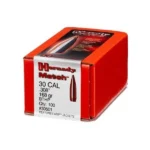 Hornady HRNDY MATCH, red ammunition box in three-quarter view with bullet graphic