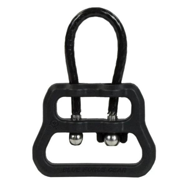 Blue Force Gear ULoop, black loop and rectangular mount shown from the front