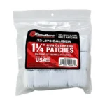 Kleen-Bore KLEEN BR SPR PATCH 22-270 500PK white cleaning patches in clear labeled bag, front view