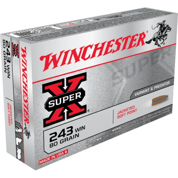 Winchester Ammunition Winchester Super-X Rifle Ammunition .243 Win 80 gr. PSP 3350 fps 20/ct