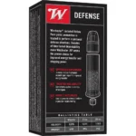 Winchester USA Handgun Ammunition, rear view of black Winchester Defense box