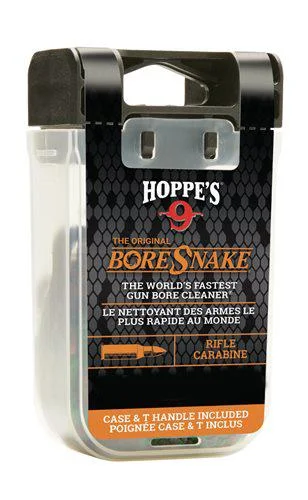 BORESNAKE RIFLE 204CAL W/ DEN, clear plastic case with black and orange front label