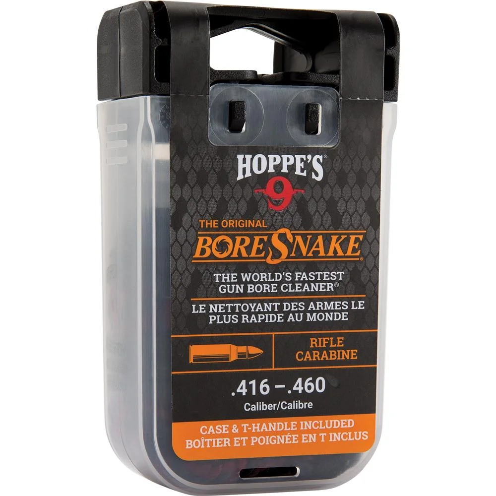 primary-47226 Hoppe's Boresnake Den, black and clear handled storage case with orange and black front label