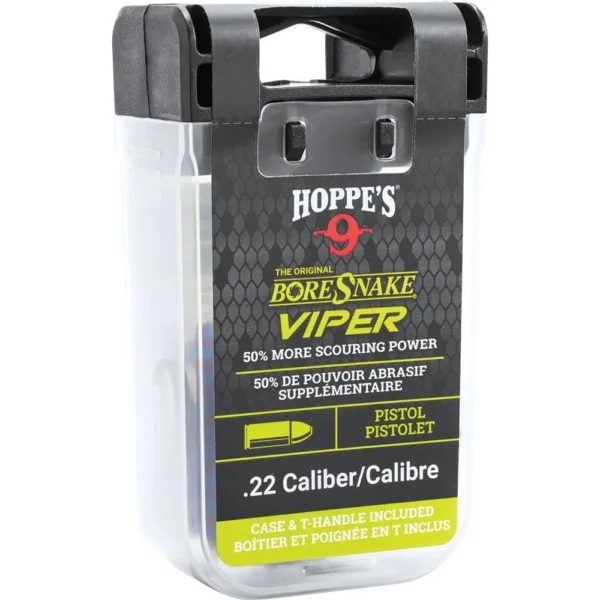 Boresnake Viper Pstl, front view in clear retail case with black and green label