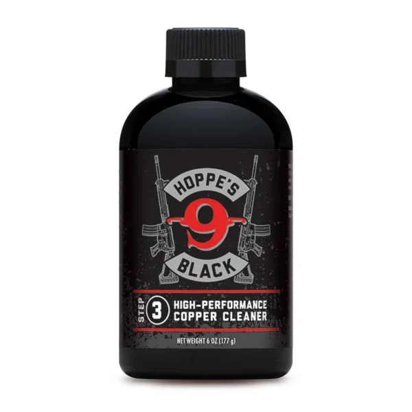Hoppe's Hoppe's Black Copper Cleaner 4oz, front view of black bottle with black cap and label