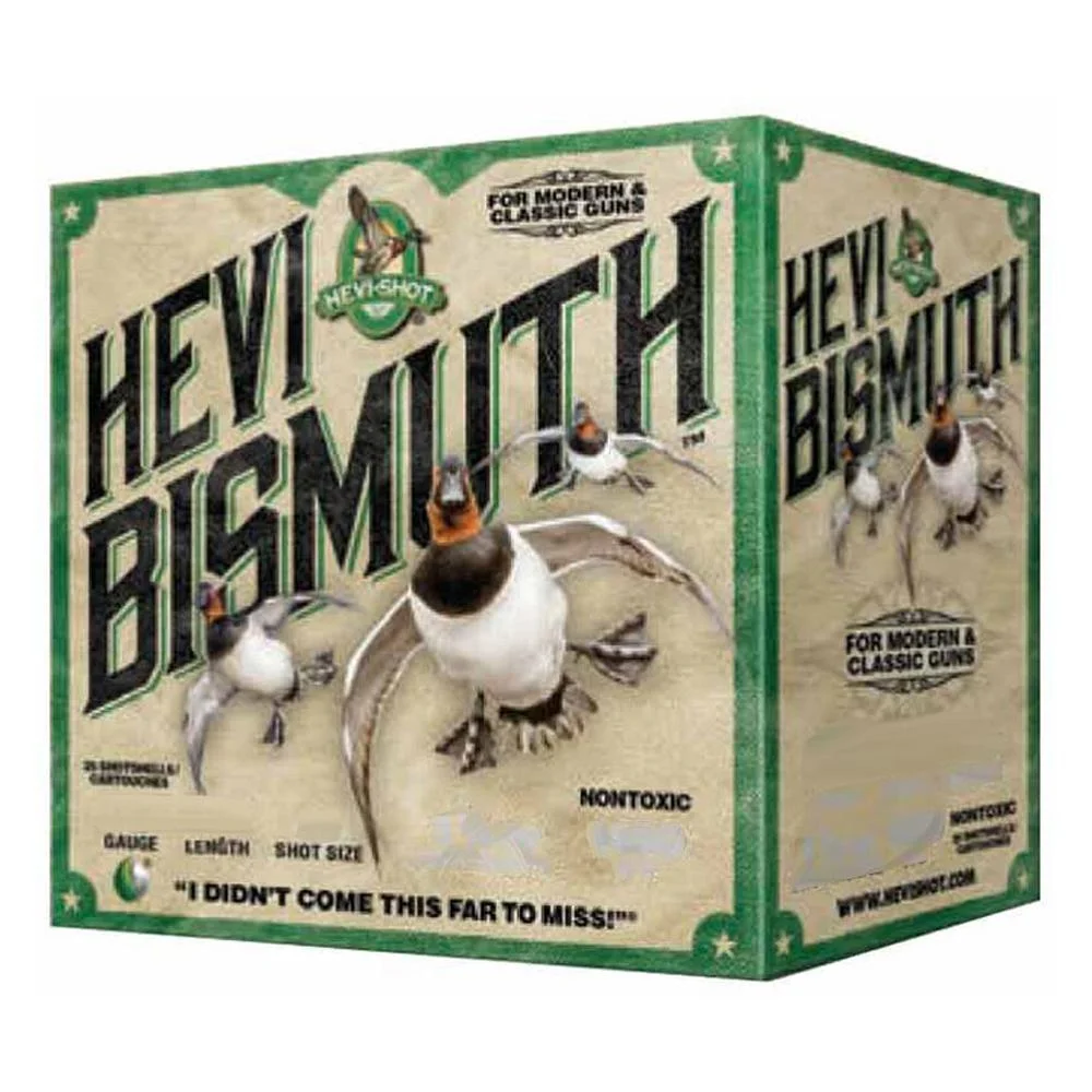 primary-47245 Environ Metal Inc HEVI-Shot HEVI-Bismuth Shotshells green box, front and right side with duck artwork