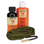 Hoppe's 1.2.3. Done Rifle Cleaning Kit, two bottles, green bore rope and pull cord