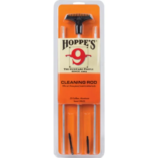 Hoppe's HOPPES 3PC RFL ROD, three-piece cleaning rod set in orange retail packaging