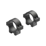 Leupold Open Range Rimfire Cross-Slot Rings, two black scope rings in angled view