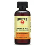 Hoppe's HOPPES #9, front view of amber bottle with black cap and yellow label