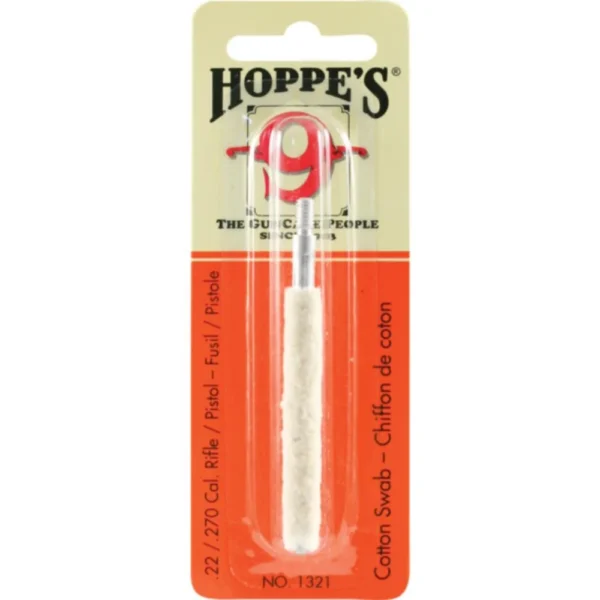 Hoppe's HOPPES SWAB 22/270 CAL RFL white cleaning swab in orange retail packaging, front view