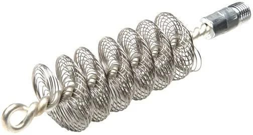 Hoppe's HOPPES TORNADO BRUSH silver spiral brush side view with threaded end