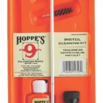 Hoppe's HOPPES 22CAL PSTL CLNG KIT CLAM, front view in orange tray with rod, brushes and bottles