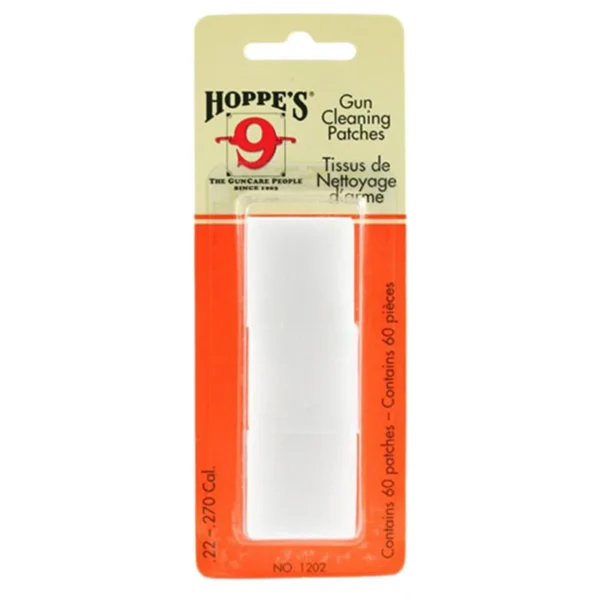 Hoppe's HOPPES CLNG PATCH 22-270 60/BAG, front view of orange pack with white patches