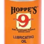 Hoppe's HOPPES #9 LUBE OIL AEROSOL 4OZ orange aerosol can with black cap, front view