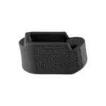 Hogue Overmolded Rubber Grip Extension Base Pad for Glock 26, black angled view with textured grip