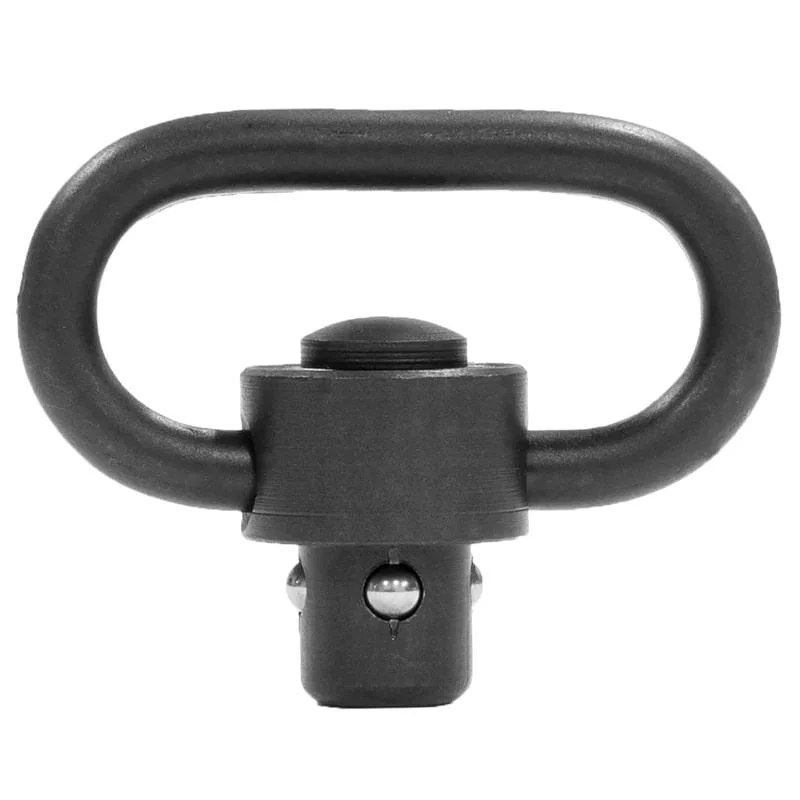 primary-47356 Grovtec Heavy Duty Push Button Swivel, black nitride front view with oval loop