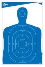 ALLEN EZ AIM SILHOUETTE target, front view with blue human outline and scoring rings
