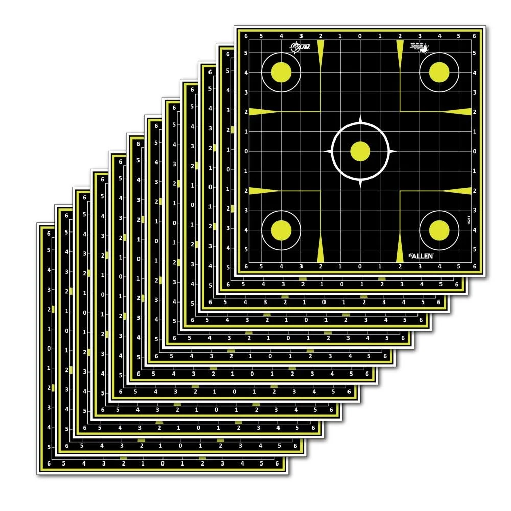primary-47381 Allen EZ Aim Non-Adhesive Splash Target, stacked black targets with yellow aiming circles