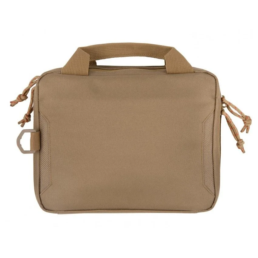 primary-47383 Allen Tac Six Crew Tactical Pistol Case, front view in coyote brown with carry handles and zip pulls