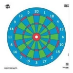 Allen EZ Aim Paper Targets, front view with multicolour numbered dartboard design