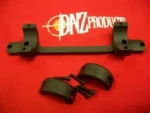 DNZ Savage Axis/Edge medium black mount, top view with two detached scope rings