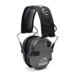 Walkers Game Ear Walker's Razor Slim Shooter Folding Muff-Carbon, folded black front view