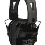 Walker's Razor Tacti-Grip Ear Muffs, camo gray front view with padded headband