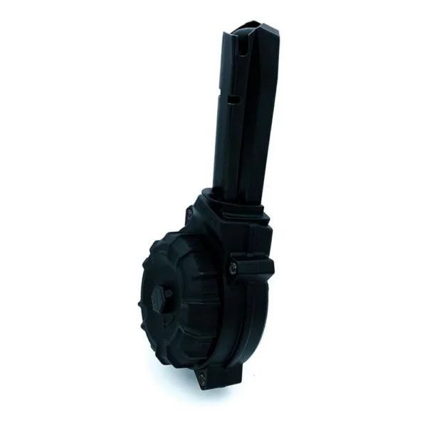Promag Smith & Wesson M&P9 magazine, black polymer drum with vertical feed tower