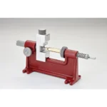 Hornady HRNDY LNL Neck Turn Tool, red and silver bench-mounted tool, side view
