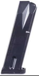 Mec-Gar Beretta 92FS M9 Magazine, blued metal magazine, angled side view