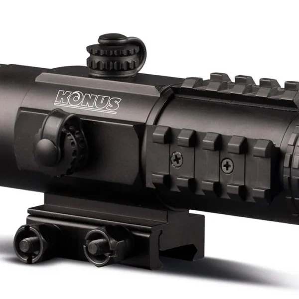 Konus SIGHT-PRO PTS2 Red Dot, black right-side view with rail mount and green-tinted lens