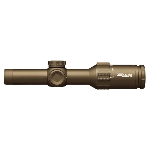 Sig Sauer TANGO6T rifle scope, flat dark earth left side view with adjustment turrets
