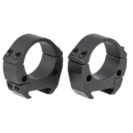 Talley 2-Piece Picatinny scope rings, matte black angled view with mounting screws