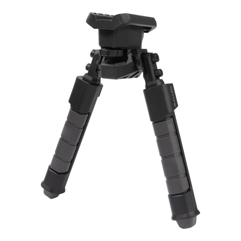 primary-47529 ALLEN HELIX POLYMER BIPOD LOW STUD, black front view with two extended textured legs