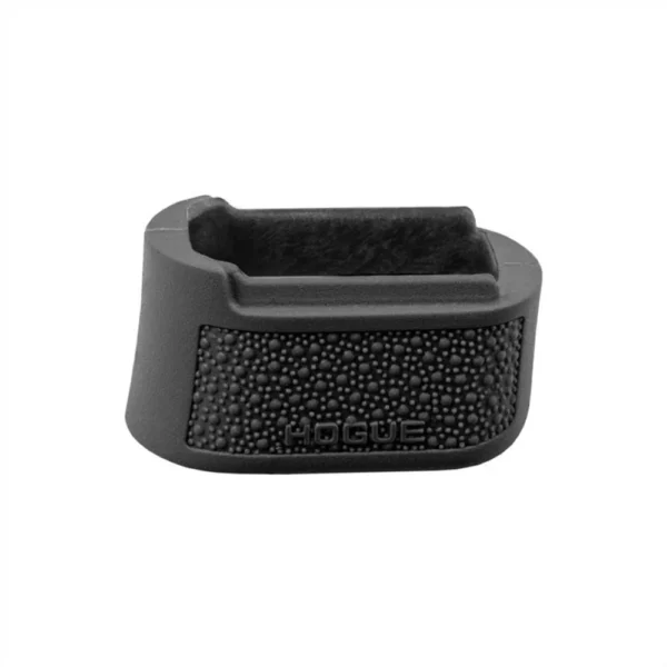 Hogue Overmolded Rubber Magazine Extended Base Pad, black, front angled view with textured grip